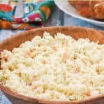 Copycat KFC coleslaw in a wooden bowl.