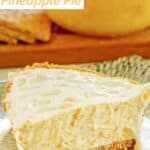 A slice of million dolllar pie and a bowl of crushed pineapple behind it.