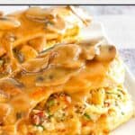 Copycat Olive Garden cheese stuffed chicken with mushroom marsala wine sauce.
