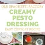 Copycat Old Spaghetti Factory creamy pesto dressing and the ingredients to make it.