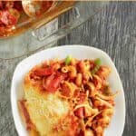 A serving of copycat Pizza Hut cavatini on a square plate.