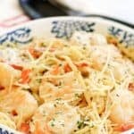 Copycat Red Lobster shrimp pasta with creamy garlic Parmesan sauce.