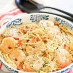 Copycat Red Lobster shrimp pasta with parmesan cream sauce.