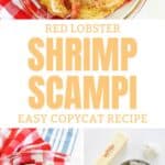 Copycat Red Lobster shrimp scampi and the ingredients to make it.