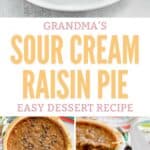 Grandma's sour cream raisin pie and the ingredients to make it.