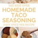 Homemade taco seasoning mix and the ingredients to make it.
