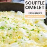 Homemade fluffy souffle omelet in a skillet.