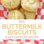 Copycat KFC buttermilk biscuits in a parchment paper-lined basket.