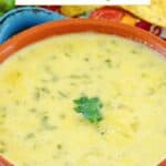 Copycat Monterey's Little Mexico chile con queso in a ceramic bowl.