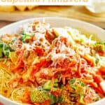A bowl of copycat Olive Garden capellini primavera.