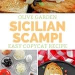 Copycat Olive Garden Sicilian scampi and the ingredients to make it.
