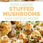 Copycat Olive Garden stuffed mushrooms on parchment paper.