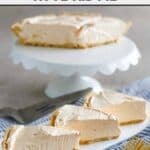 No-bake orange creamsicle Kool-Aid pie slices on a platter in front of the pie.