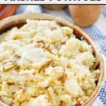 Copycat Saltgrass Steakhouse roasted garlic mashed potatoes made with baked potatoes.