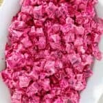 A platter of sour cream beet salad.