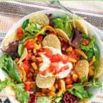 Copycat Wendy's taco salad and a fork next to it.